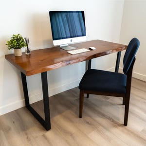 Handmade Live-Edge Walnut Computer Desk: Rustic Solid Wood Workstation