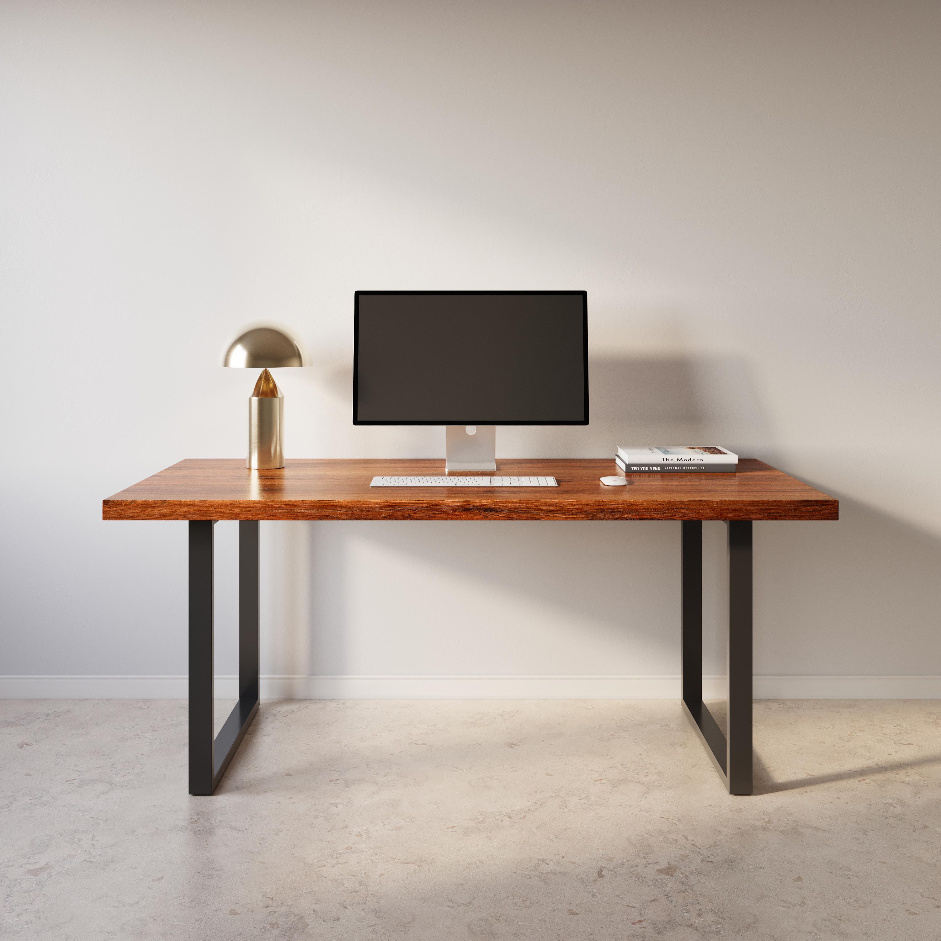 Walnut Colored Home Office Desk | Mid-modern Solid Wood Desk