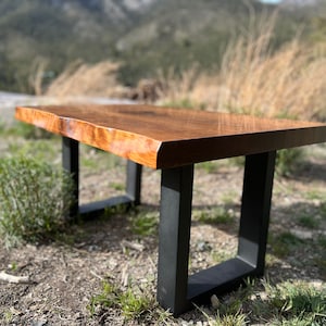 Natural Live-Edge Coffee Table | Hardwood Coffee Table | Walnut Color Living Room Table | Handcrafted Coffee Table | U-Leg Table - UMBUZO