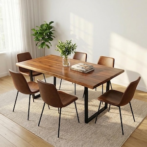 Live Edge Acacia Dining Table: Modern Hardwood Kitchen Table (72")