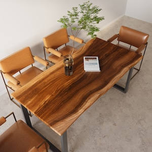 Walnut Dining Table, Live Edge Hardwood Dining Table, Modern Dining Table, Kitchen Table, 48" - 72" Dining Table, American
