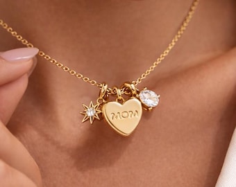 Minimalist Gold Mom Charm Necklace