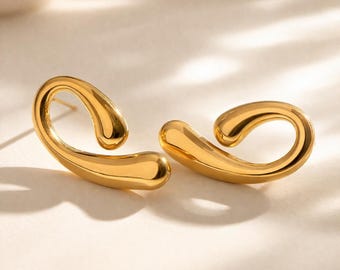 18K Gold-Plated Stainless Steel Geometric Shape Earrings Minimalist Statement