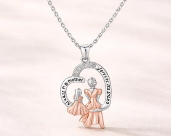 Mother-Daughter Heart Pendant Necklace - Silver & Rose Gold