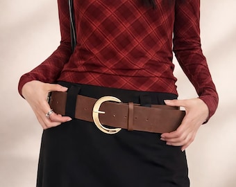 Minimalist Thick Belt with Gold/Silver Buckle Elegant Fashion Accessory