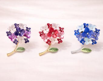 Elegant Hydrangea Blossom Brooch Pin