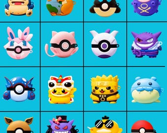 Poke Characters Airpod-hoesjes, Airpod Pro 3-hoesjes, beschermhoes voor Airpod 4 Pro en Pro 2, voor Airpod 1 2 3