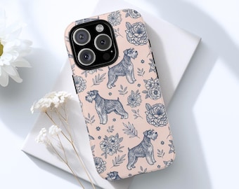 Schnauzer Phone Case, Cute Dog Mom Gift, iPhone Case, Samsung Galaxy & Pixel Cover, Floral Dog Lover Case