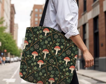 Bolso de bruja herbal, bolso cottagecore oscuro, bolso bohemio de diosa, bolso de bruja, bolso de hongos, bolso wicca, bolso vintage de brujería