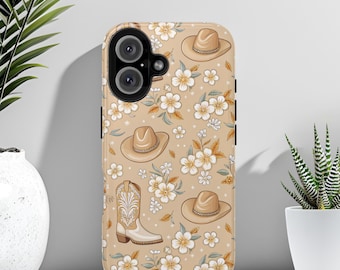 Beige Western iPhone Case, Cowgirl Floral Phone Cover, Country Western Gift for Her, iPhone 17, Samsung Galaxy s25, Google Pixel 9