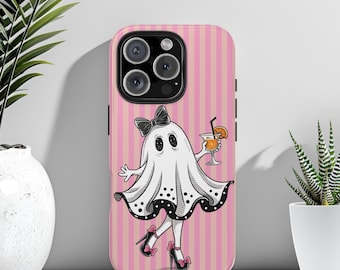 Funda para teléfono de Halloween, funda para teléfono de Halloween para chicas, funda para teléfono rosa de Halloween, funda para teléfono de Halloween a rayas, iPhone 17, Pixel 9, Galaxy 26