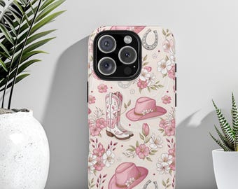Pink Western Floral iPhone Case, Pink Cowgirl Phone Cover, Western Phone Case, iPhone 17, Samsung Galaxy s26, Google Pixel 9