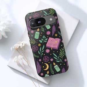 Mystical Witchy Phone Case, Gothic Aesthetic Celestial Moon Stars Phone Case, Bright Halloween Phone Case, Pixel 9, iPhone 16, Galaxy s25