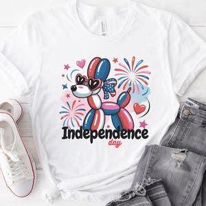 4th of July Balloon Dog Shirt, Independence Day Tee, 4th Of July Graphic Tee, Red White Blue Party Shirt, Trendy Balloon Dog Shirt