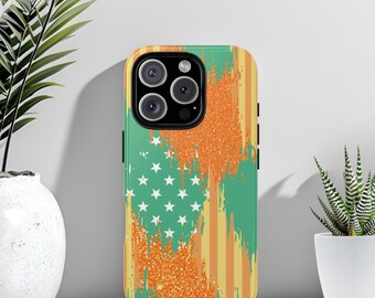 Showgirl Sparkle Phone Case, Orange Glitter Abstract iPhone Cover, Glam Protective Phone Accessory, iPhone, Pixel, GalaxyS25
