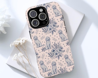 Golden Doodle-telefoonhoesje, schattige hond moedercadeau, iPhone-hoesje, Samsung Galaxy & Pixel-hoes, boho pastel hondenliefhebber-hoesje
