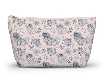 Neceser de maquillaje con diseño de pequinés, neceser para amantes de los perros, bolsa de viaje para mamás perrunas