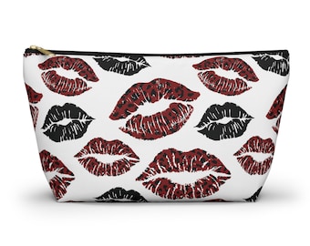 Borsa per il trucco delle labbra, pochette per accessori leopardata rossa, organizer da viaggio, astuccio per cosmetici, pochette con cerniera, regalo per lei