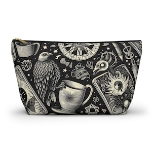 Tarot Makeup Bag, Gothic Cosmetic Bag, Witch Makeup Pouch, Accessory Bag, Celestial Accessory Pouch, Travel Bag, Luggage Bag