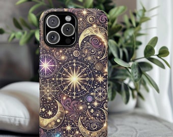 Celestial Phone Case, Mystical Moon & Star iPhone Cover, Astrology-Inspired Zipper Pouch, Cosmic Galaxy Phone Accessory, Witchy Gift Idea