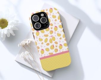 Lemon Phone Case, Kawaii Fruit Phone Case, Pink and Yellow Fruit Phone Case, Cute Summer Phone Case, iPhone 16, Galaxy S25, Pixel 9