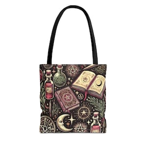 Witchy Tote Bag, Wiccan Tote Bag, Gothic Aesthetic Bag, Celestial Witch Bag, Vintage Witchcraft Tote, Mystic Tarot Bag for Witches