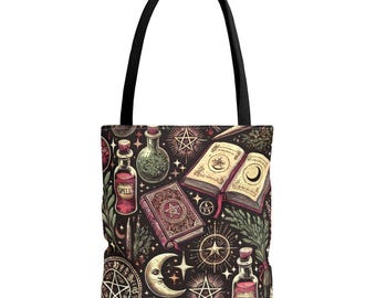 Witchy Tote Bag, Wiccan Tote Bag, Gothic Aesthetic Bag, Celestial Witch Bag, Vintage Witchcraft Tote, Mystic Tarot Bag for Witches