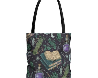 Witchy Tote Bag, Wiccan Tote Bag, Gothic Aesthetic Bag, Celestial Witch Bag, Vintage Witchcraft Tote, Herbalist Tote Bag, Herbalist Tote Bag