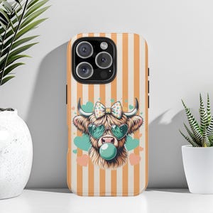 Highland Cow Phone Case, Cute Cowgirl Aesthetic Case, Highland Cow Gift, Western Vibe Phone Case, iPhone 16, Galaxy S25, Google Pixel 9