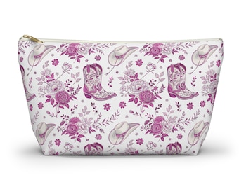 Neceser para bodas campestres, bolsa de viaje, bolsa de accesorios para despedidas de soltera, neceser de vaquera, neceser con estampado floral del oeste, regalo de vaquera de rodeo.