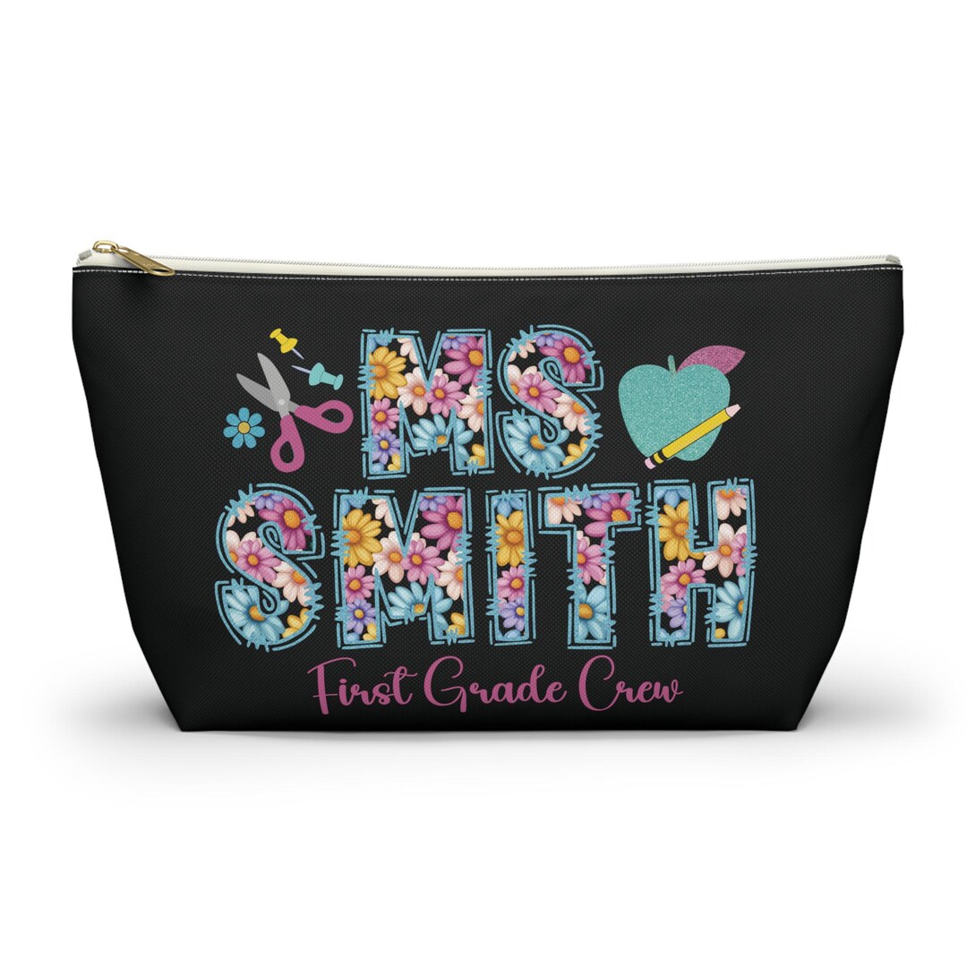 Personalized Teacher Gift Bag – Custom Name Floral Pencil Pouch ...
