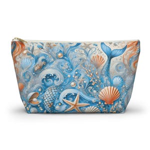 Mermaid Seashell Makeup Bag, Ocean-Themed Zipper Pouch, Cosmetic Bag, Travel Organizer, Luggage Bag, Seashell Zipper Pouch, Cosmetic Case