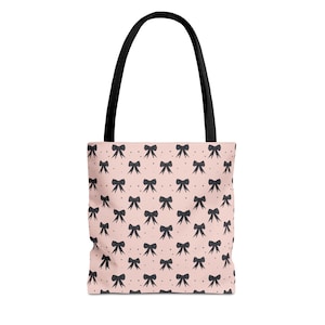 Pink Coquette Tote Bag, Pink Bow Bag, Coquette Tote Bag, Bow Bag, Summer Tote Bag, Canvas Tote Bag