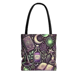Vintage Witchcraft Tote, Witchy Tote Bag, Wiccan Tote Bag, Gothic Aesthetic Bag, Celestial Witch Bag, Mystic Tarot Bag for Witches