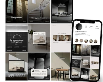 Plantillas de Instagram para fotografía inmobiliaria / Kit editable de Canva