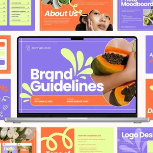 Wellness-varumärkeskit | Canva-mall | Fet varumärkestavla (digital nedladdning)