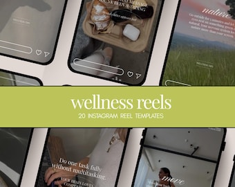 Plantillas de Instagram Reels/Canva de bienestar para coaches de bienestar (paquete de 20)