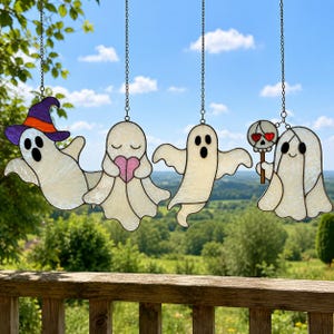Ghost Stained Glass Suncatcher Pattern, Halloween DIY Suncatcher (PDF Download)