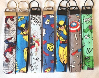 Wristlet keychain-Cartoon Marvel Caracter's. Spiderman, Wolverine, Thor, Capitan America, Ironman, Avengers, Hulk