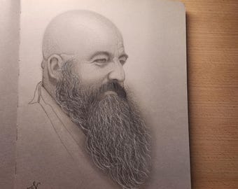 Custom Realistic portrait,  Graphite on paper. Hand Painted.