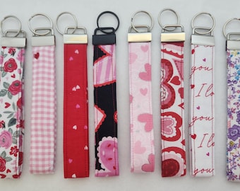 Handmade Cotton Fabric Wristlet Keychain