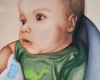 Custom soft pastel portrait from photo. Hand Painted.