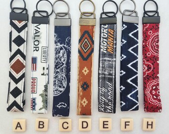 Handmade Cotton Wristlet Keychain: Various Patterns, Unisex