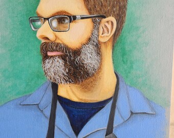 Realistic Acrylic Portrait Painting 16x20, Modern Style Panel Art