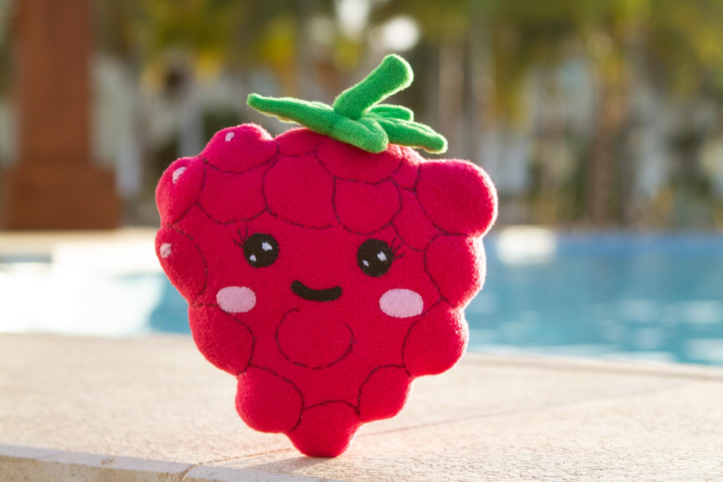 Kawaii Raspberry Plush, Cute Berry Plush Toy, Handmade Fleece Plushie ...