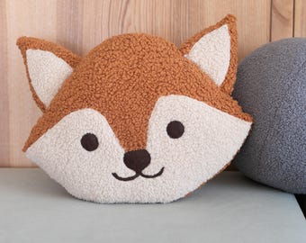 Almohada de zorro adorable, cojín de zorro kawaii, decoración para guardería, almohada de peluche hecha a mano, almohada de animales, decoración para habitación infantil, regalo único