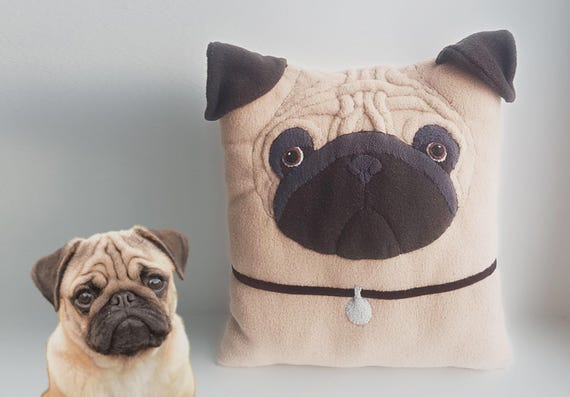 Custom Pug Pillow | Personalized Dog Cushion | Handmade Pug Plush Pillow | Custom Pet Gift | Pet Memorial Gift