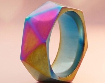 Personalized Rainbow Ring for Women Engraved Date Band Minimalist Engagement Ring Wedding Gift Wooden Keepsake Box Engraved Jewellery Box