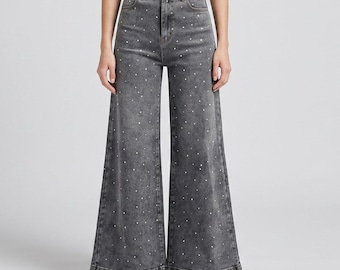 Denim pants vintage jeans wide leg Y2K cottagecore retro streetwear organic cotton boho chic clothing spring festival outfits gifts for her