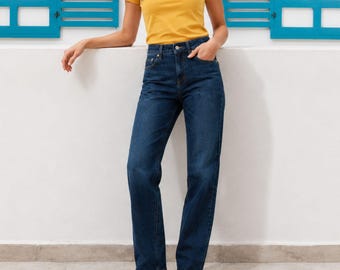 Straight leg jeans, Women’s high rise classic denim pants, full length casual trousers, everyday jeans,  gift for her, graduation gift